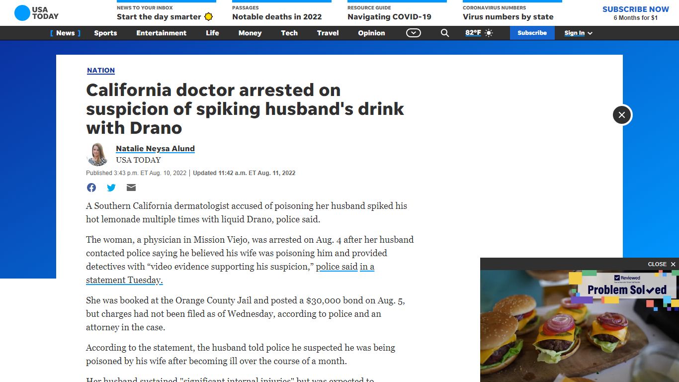 California doctor arrested on suspicion of giving husband Drano